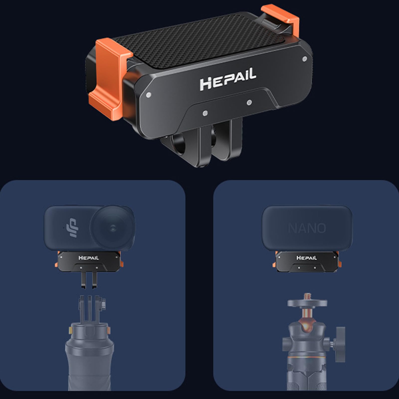 OSMO NANO Adattatore Magnetico A Sgancio Rapido Per DJI Osmo Nano/Action 6 – Base Con Vite 1/4” E Artigli Pieghevoli
