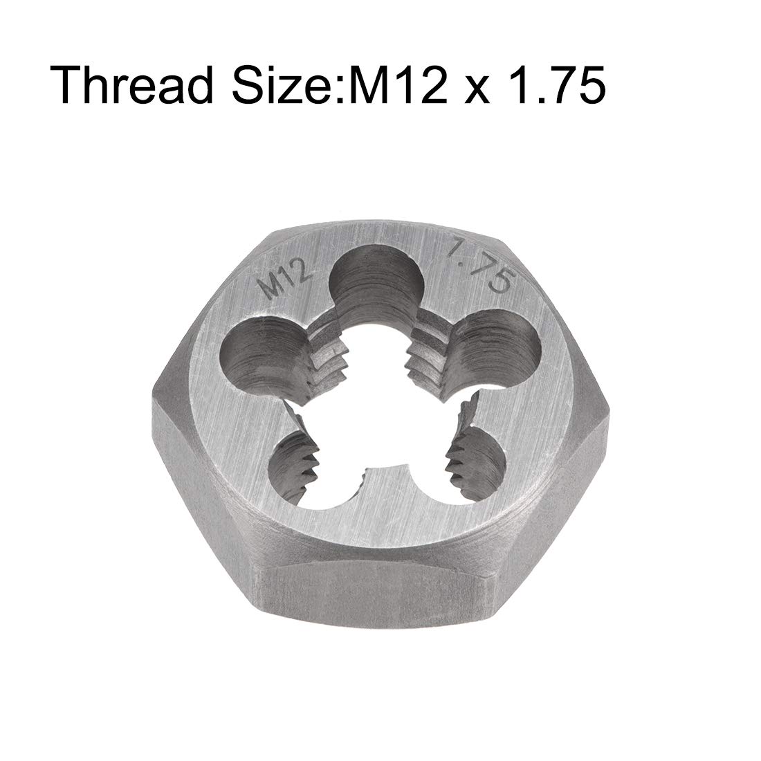 sourcing map Terraja, Terrajas de Roscar Métricas M12 x 1,75, Terraja Hexagonales, Troquel para Roscar de Acero al Carbono