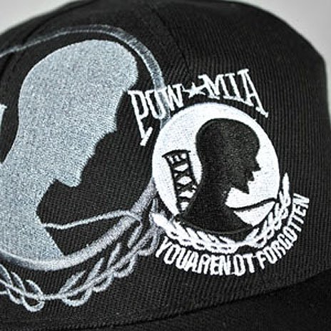 Zan Headgear 3-D Embroidered Cap, Pow Mia, Black/White Cpa115 #TOP2