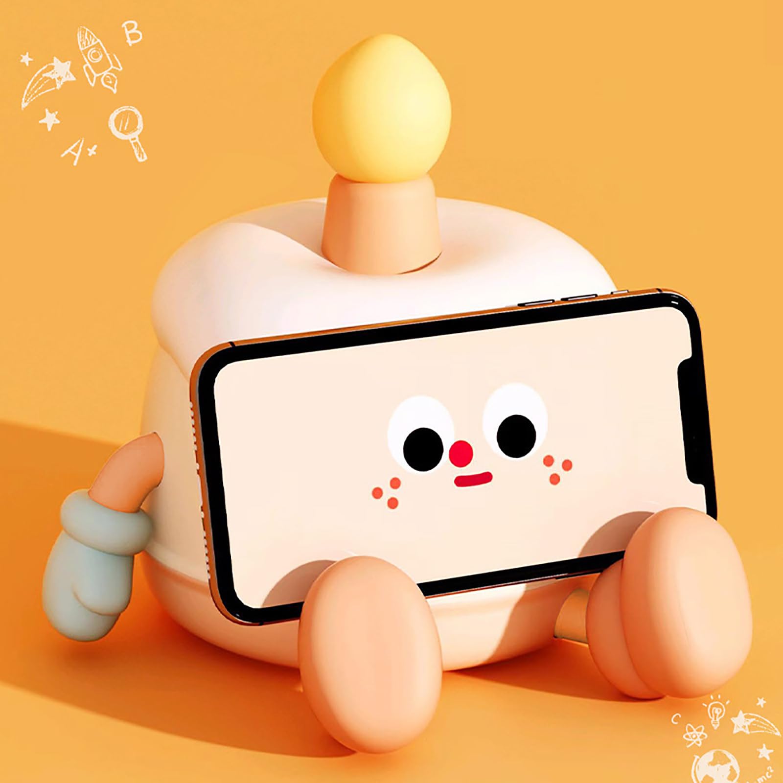 Lámpara de noche LED recargable para dormitorio de niños, lámpara táctil de silicona suave con luz cálida, pastel de cumpleaños, guardería