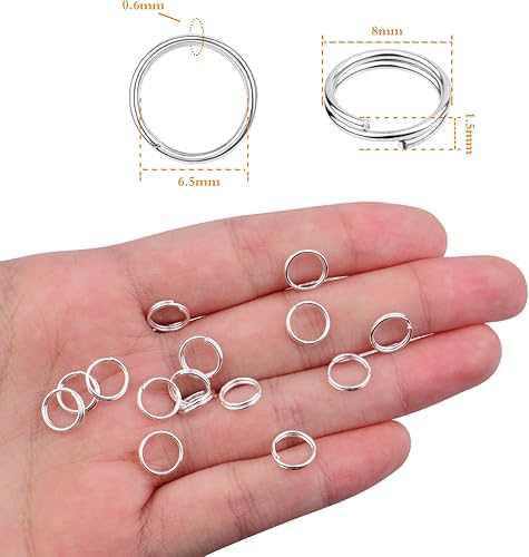 Vista 16 de Aylifu 200 anillos de metal divididos, anillos de salto de doble bucle chapados en níquel de 0.63 pulgadas, pequeños anillos de llavero de cristal