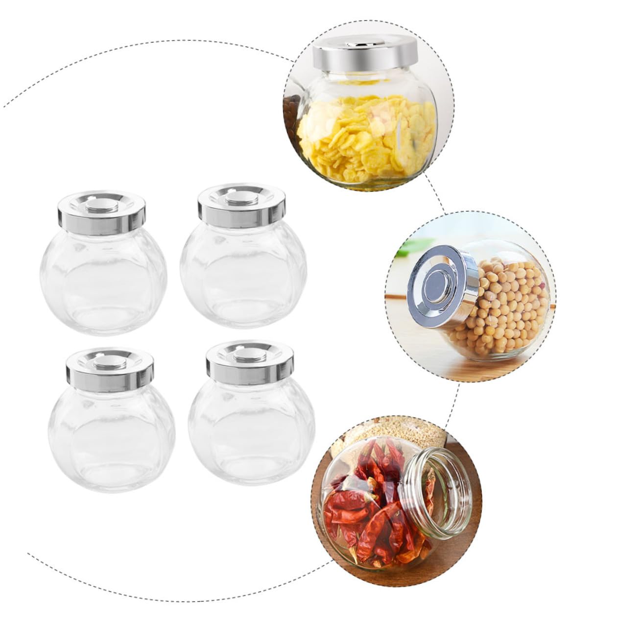 Didiseaon Glas Vorratsdosen 8 Stück 180 Ml Luftdicht Verschlossen mit Glasdeckel Runde Frischhaltedosen für Küche und Lebensmittelaufbewahrung