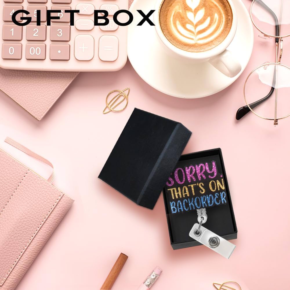 rofiowa Sorry That’s on BackOrder Funny Glitter Badge Reel