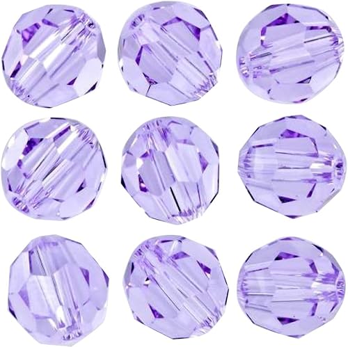 50 cuentas de cristal redondas sueltas facetadas de Adabele austriaco de 0.236 pulgadas, color violeta claro, compatibles con 5000 cristales de