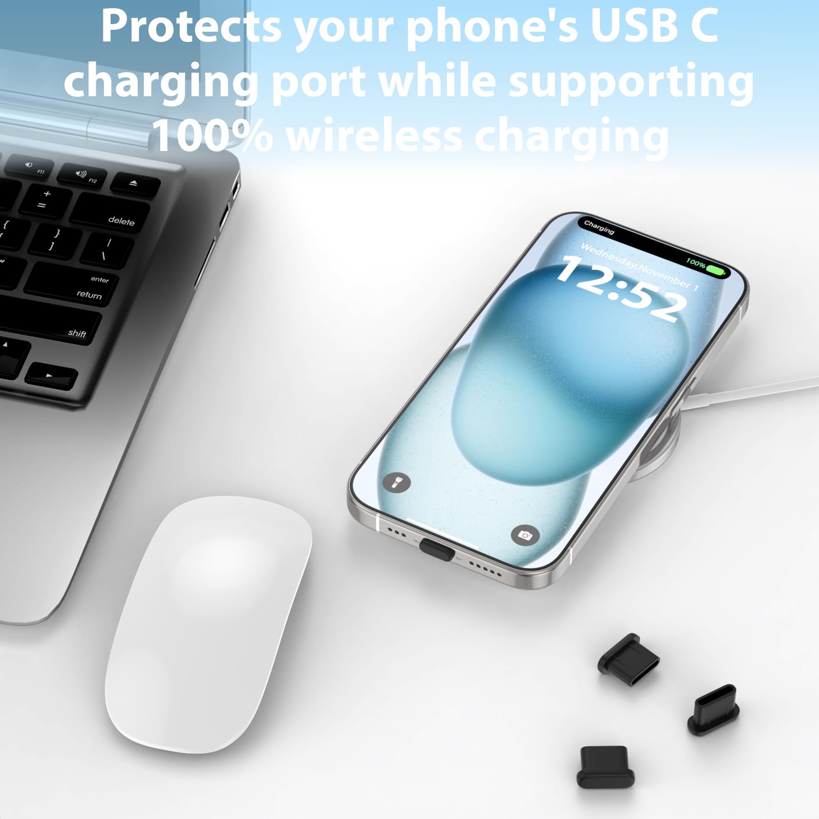 Tapón Antipolvo USB C,Cubierta Antipolvo para Puerto Tipo C antipérdida Tapón Antipolvo USB C,Cubierta Antipolvo para Puerto Tipo C antipérdida