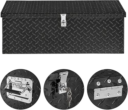 Miniatura 2 de TUFFIOM Caja de herramientas de aluminio para camión de 30 pulgadas, caja de herramientas de almacenamiento con llave y 2 llaves, rectangular, color