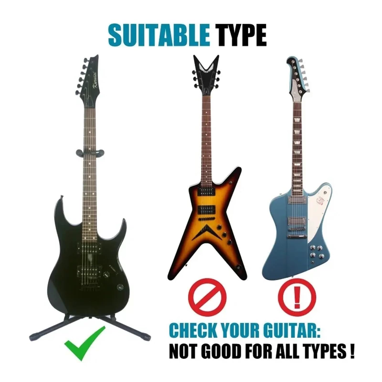 Porta Chitarra Supporto Verticale for Chitarra Pieghevole e Regolabile, espositore for Strumenti, Ukulele, Pipa, Basso, Folk, Classico, Elettrico, Supporto for Chitarra in Legno
