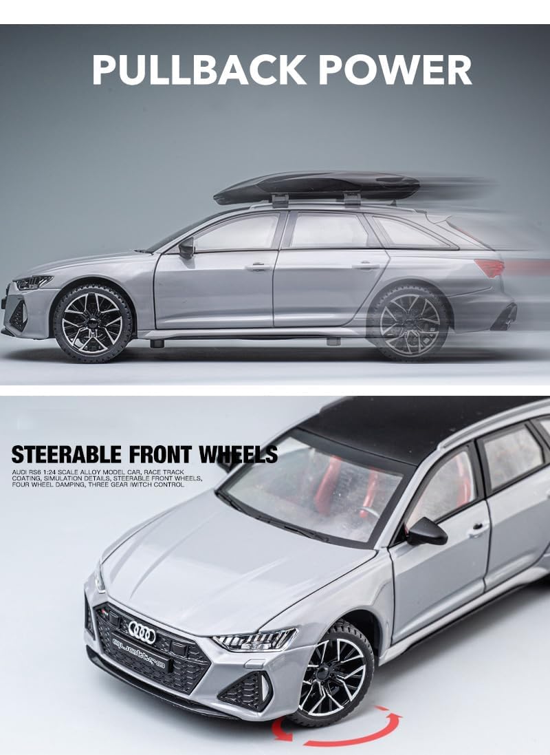 Bluebell RS 6 Blue Car Travel Version Model Car Simulation Sound and Light Pull Back Alloy Car Toy Car Boy Collection Decoration Gift Toy Vehicle with Light and Sound Pull Back Toy Car for Kids. 2