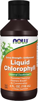 Now Supplements, Extra Strength Liquid Chlorophyll, Unflavored, Internal Deodorizer*, Promotes Cleansing*, Freshens Breath*, 4X Concentration, 4 FL. OZ. 118 mL