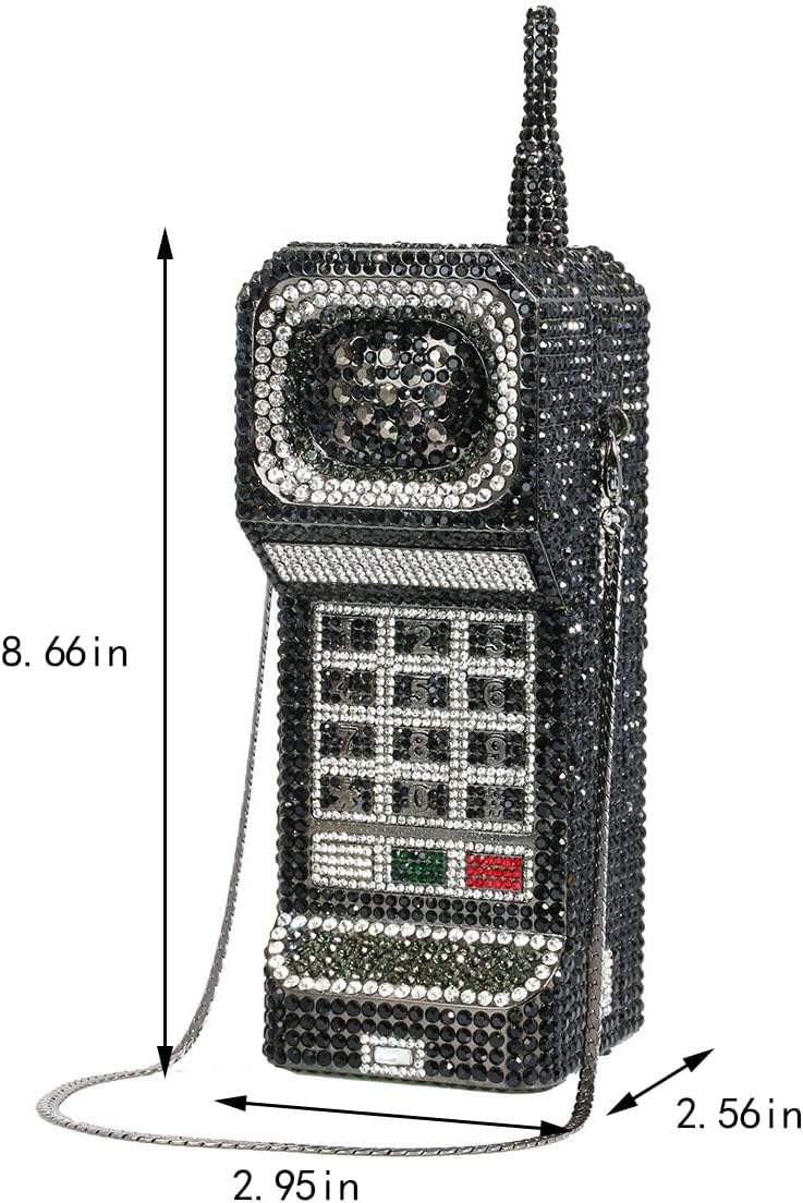 Women Funny Cellphone Shape Rhinestone Clutch Purse Cute Crystal Handbag Novelty Diamond Evening Bag for Party Prom