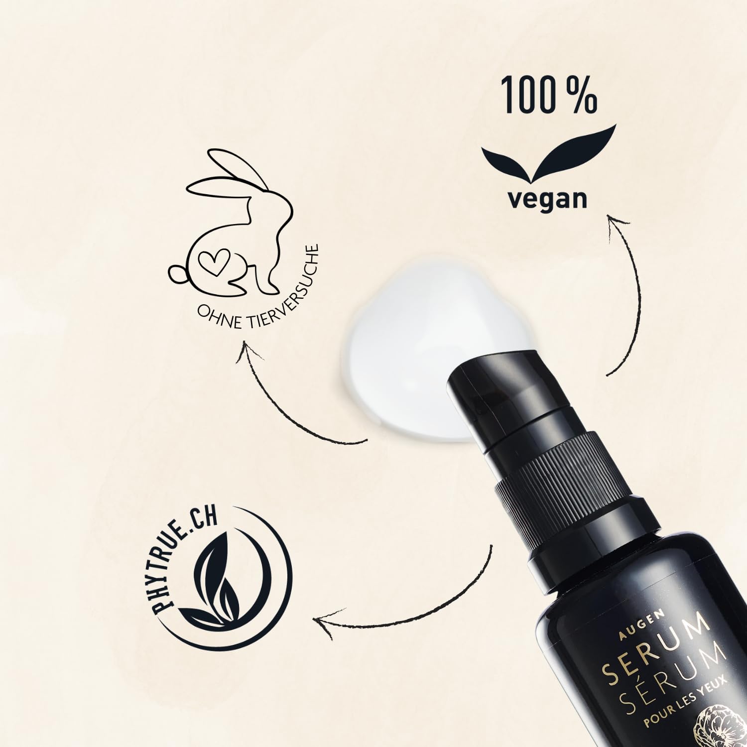 Augenserum mit Hyaluron | Bio Rosenwasser & Knospenextrakte | 30ml | Feuchtigkeitsspendend | Straffend | 100% natürlich & vegan | Naturkosmetik | Made in Switzerland