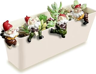 TIANCENTRAL H Garden Gnome Statues Flower Pot and Vase Hugger Resin Climbing Clingers Hangers -Set of 4 Edge Pendant Decor Planter Pot Hanger Ornaments