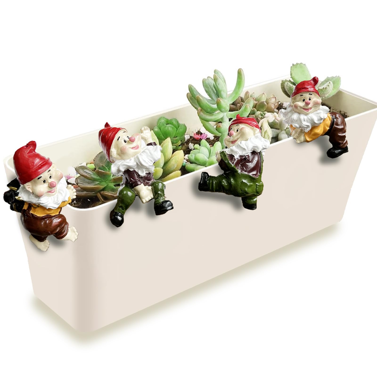 TIANCENTRAL H Garden Gnome Statues Flower Pot and Vase Hugger Resin Climbing Clingers Hangers -Set of 4 Edge Pendant Decor Planter Pot Hanger Ornaments
