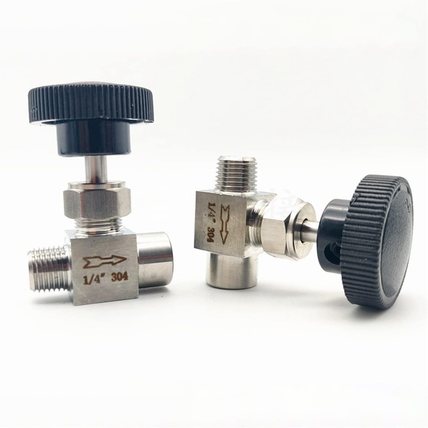 1/8" 1/4" 3/8" 1/2" 304 Stainless Steel Male to Female Thread Needle Valve Instrument Flow Regulating Valve Globe Valve(1/8 Inch)