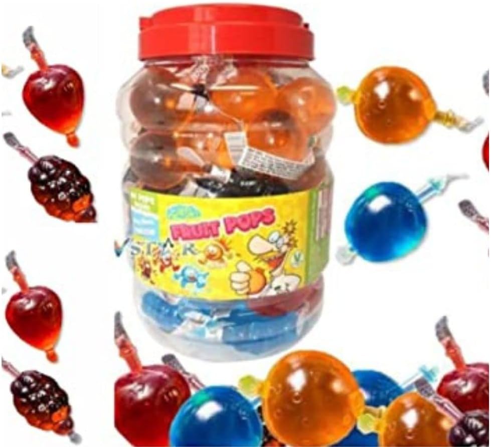 Crazy Candy Factory Fruit Pops Tub 35ml each (44pcs) - Jelly Ice with Thank You Sticker Tik Tok Challenge Flavour Christmas Summer Birthday, 1300.0 gram
