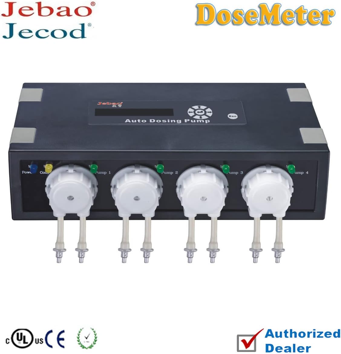 Front view of Jebao Jecod DP-4 Dosing Pump with branding