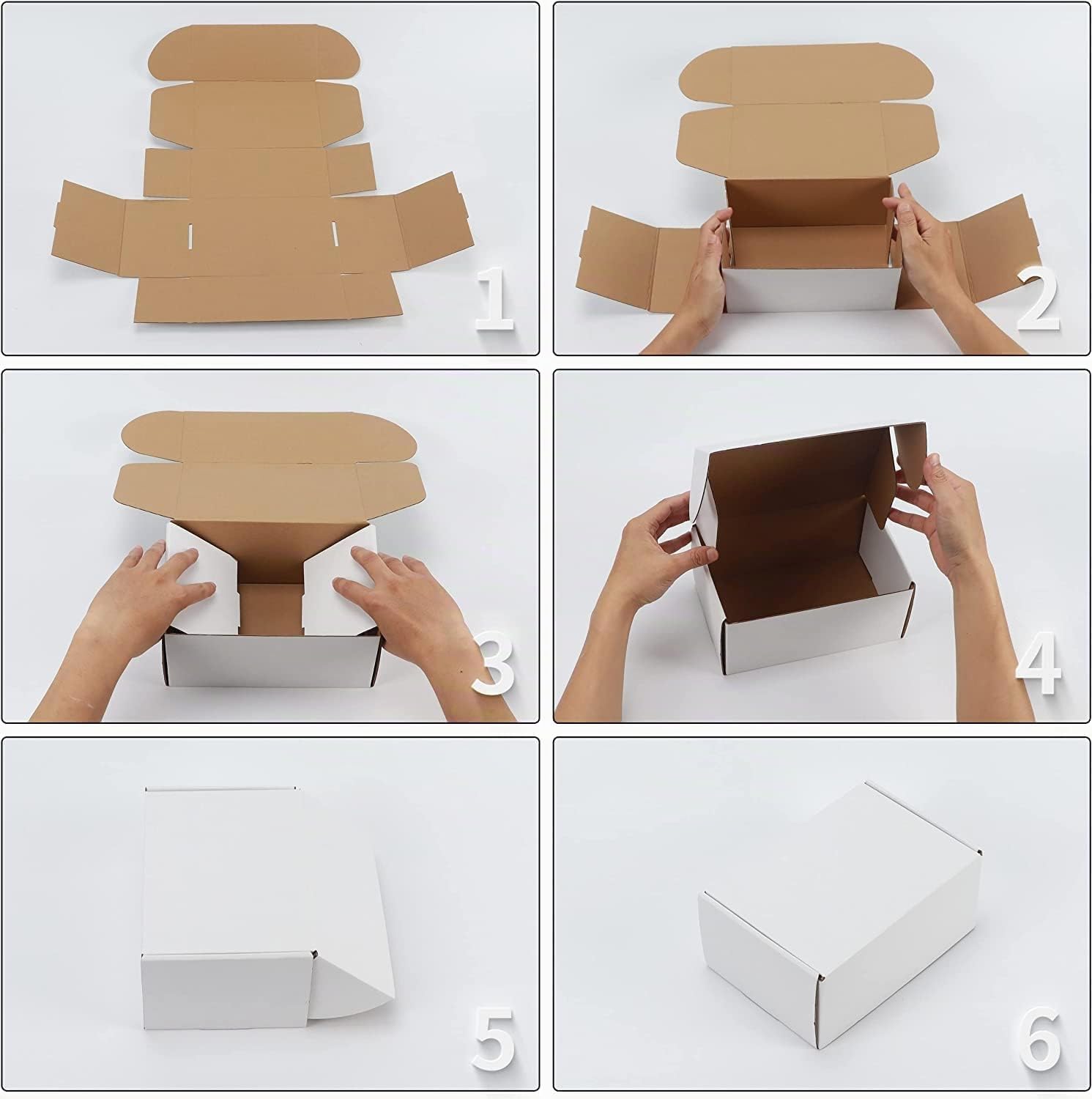 HORLIMER 28 x 20,4 x 5,1cm Cajas de Carton con Tapa para Envios de Paquete, 25 Pack, Cajitas de Papel Kraft para Regalo o Embalaje, Blanco