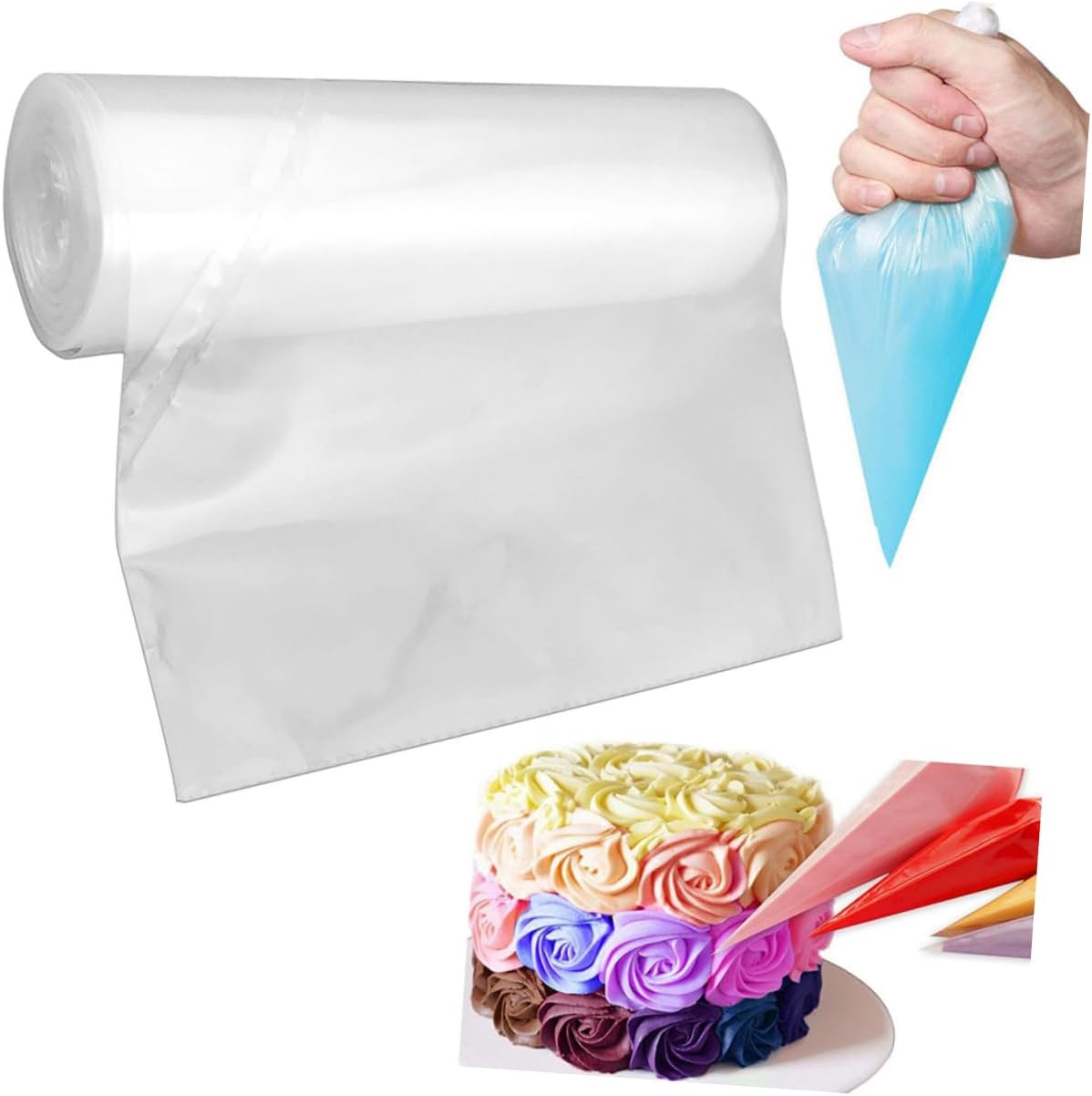 MAGICLULU 2rolls Thickened Disposable Pastry Bags Cake Decorating Icing Piping Bags for Cupcake and Cake Cream Decoration Design for Convenient Use