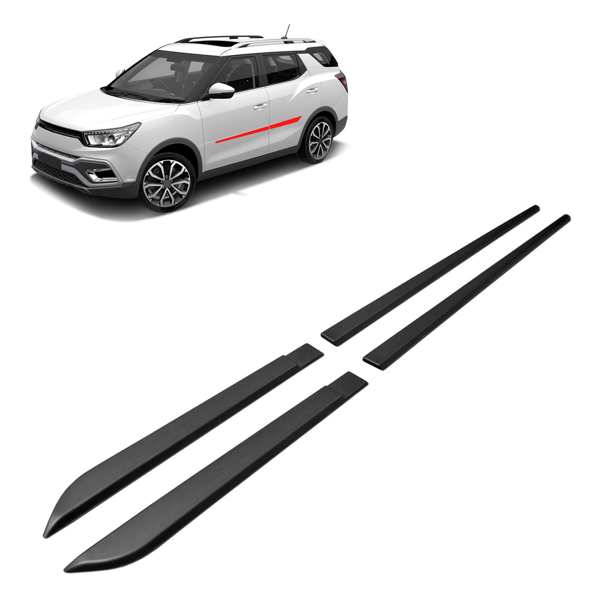 CHROMEMASTER | Schutzleisten für Autotüren Kompatibel mit SsangYong Tivoli XLV 2017- | Kunststoff Dekorative Seitenleisten schützen Lack und Fahrzeugtüren vor Kratzer und Beschädigung