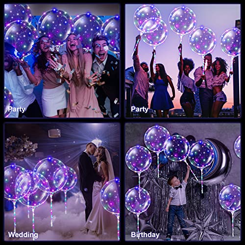 50 Pcs Clear Balloons 20 Inches Led Balloons Light Up Balloons Flashing Bobo Balloons Glow Balloons Transparent Balloon With Handles And String Lights For Birthday Christmas Wedding Party Decoration #TOP2