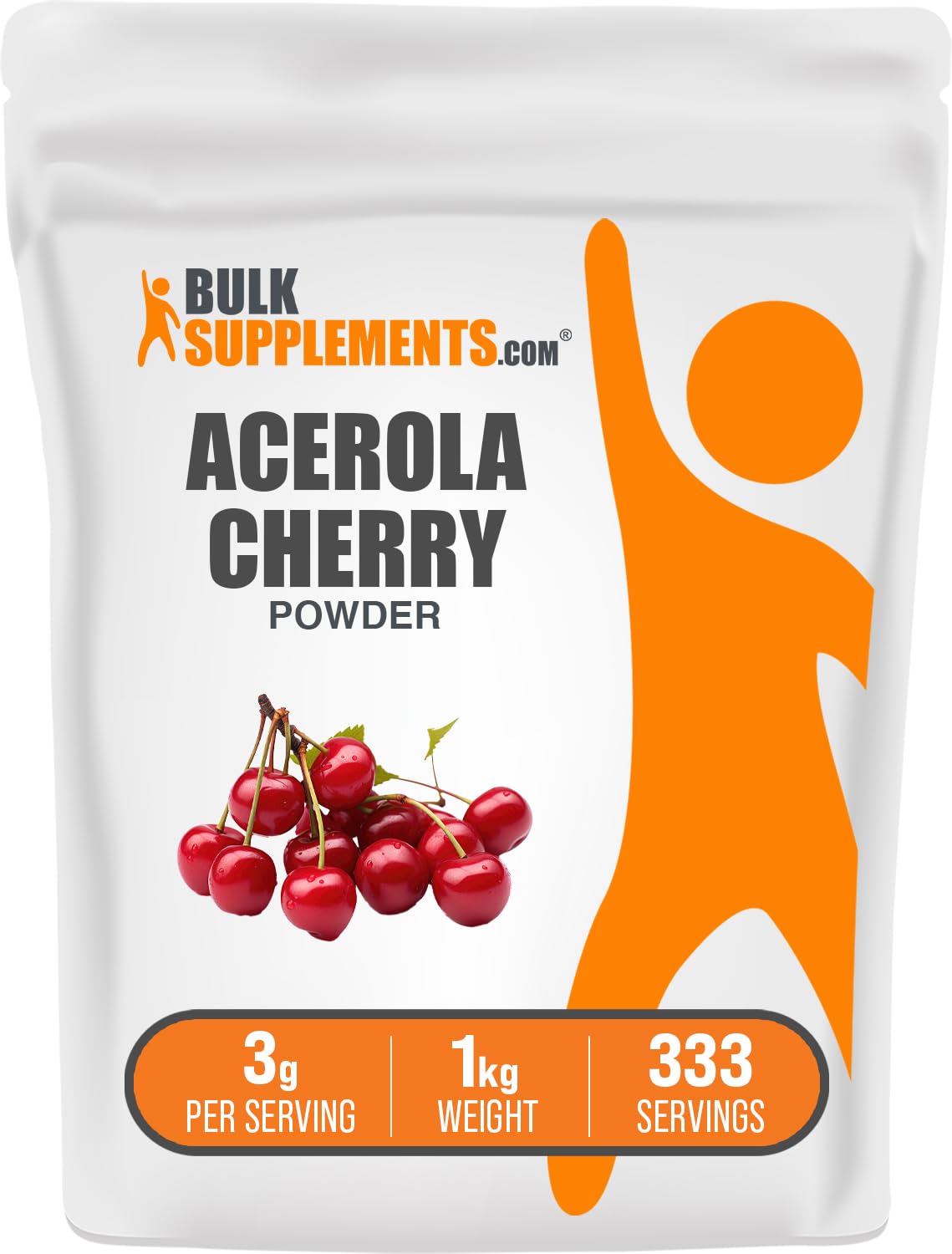 BulkSupplements.com Acerola Cherry Powder - Fruit Powder, Acerola Cherry Supplement, Vitamin C Supplement - Gluten Free, 3g per Serving, 1kg (2.2 lbs) (Pack of
