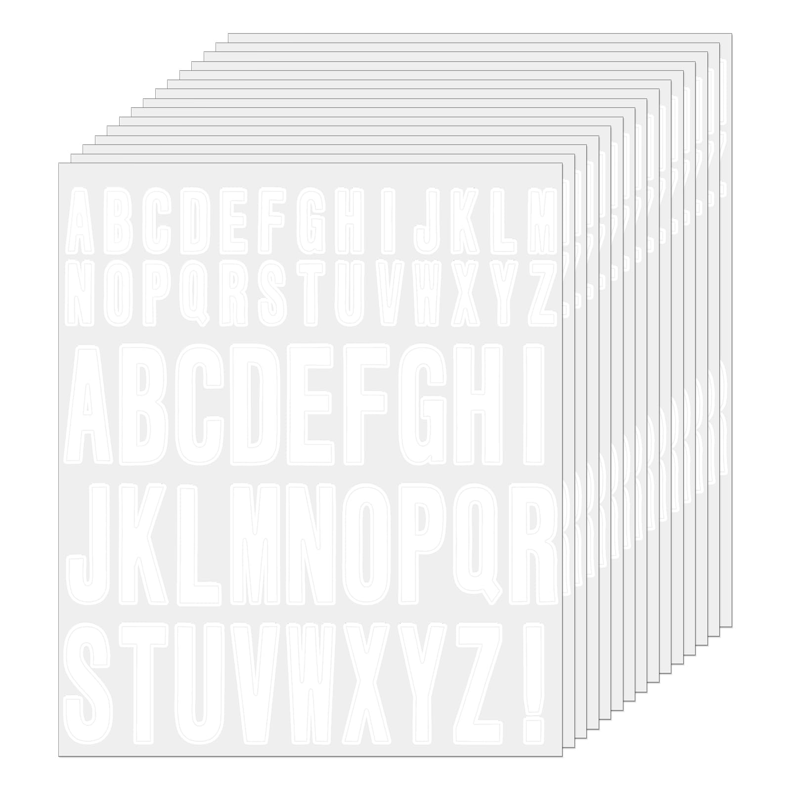 FINDAT 30 Sheets 1560 PCS White Letter Stickers 25 mm 45 mm Vinyl