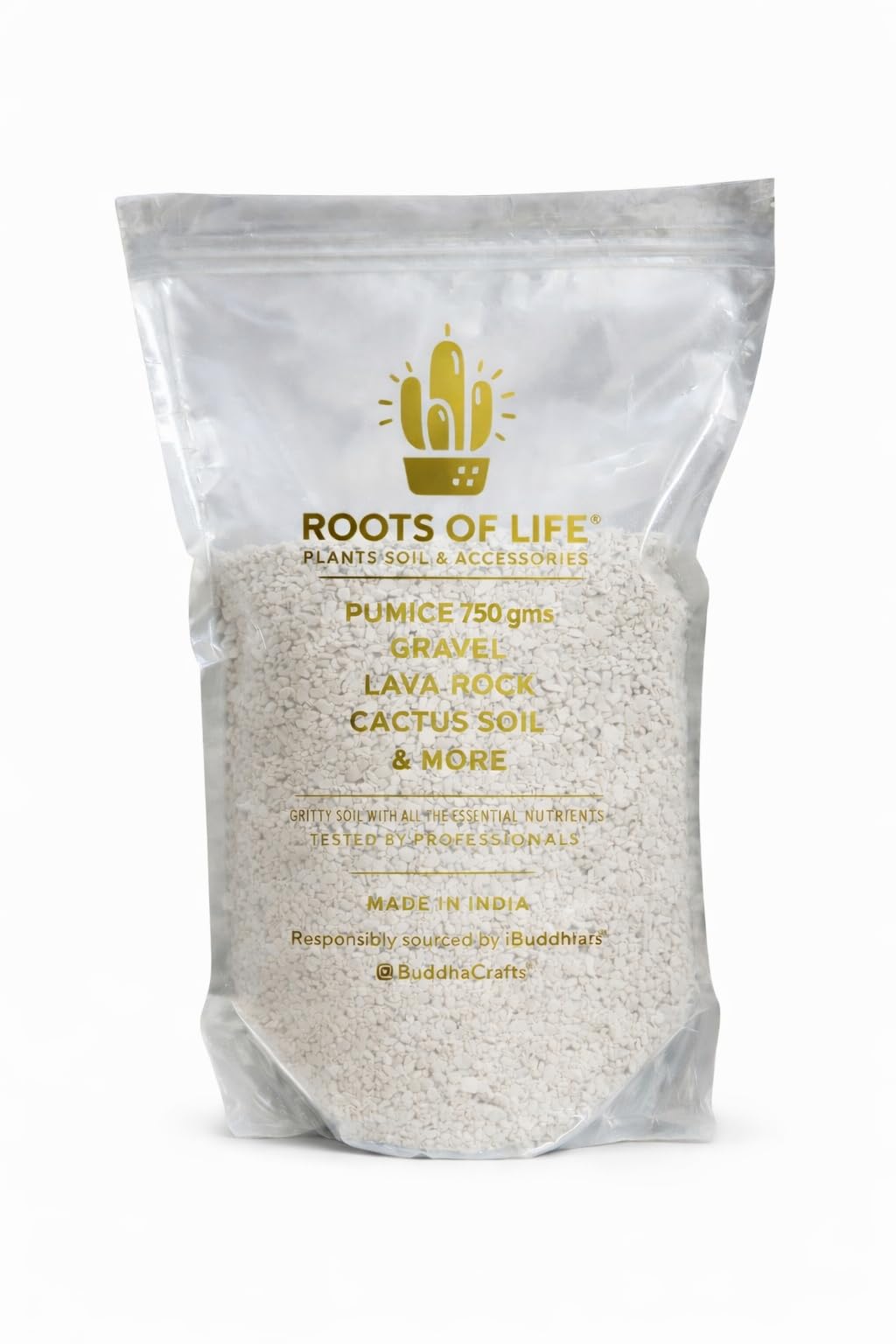 ROOTS OF LIFE® Pumice Stone 1 mm to 2 mm to Amend Soil for Succulents, Cactus and Bonsai Plants Home and Garden Decor Landscaping- 750 GMS