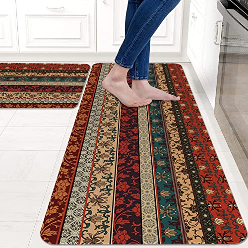 Eikunn Ethnic Boho Kitchen Rugs And Mats Set Of 2,Aztec Indian Native Americans Ethnic Tribal Kitchen Mat For Floor thumb #2