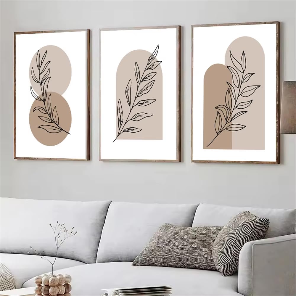 DFZEWKI Geometric Poster Plant Canvas Painting Modern Abstract Wall Art Prints Pictures Living Room Interior Decor(20x30cm(8x12in) x3/No frame)