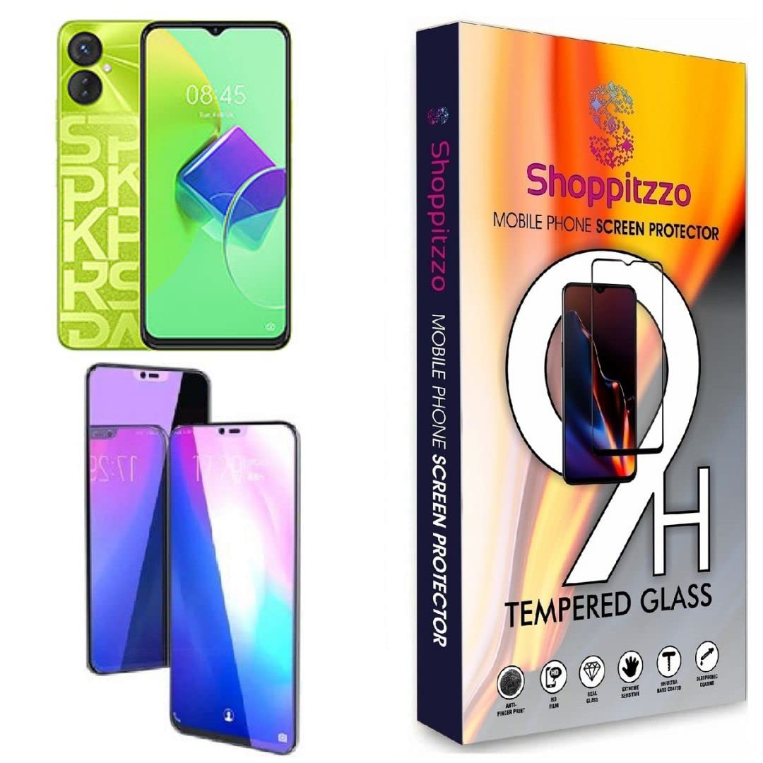 Shoppitzzo™/Techno Spark 9/9T/9 Pro*Anti Blue Ray-Vision Safe*Premium Tempered Glass/HD/9H Hardness/Complete Plain-Withour Black Borders/With easy Installation Kit(Pack of 1)