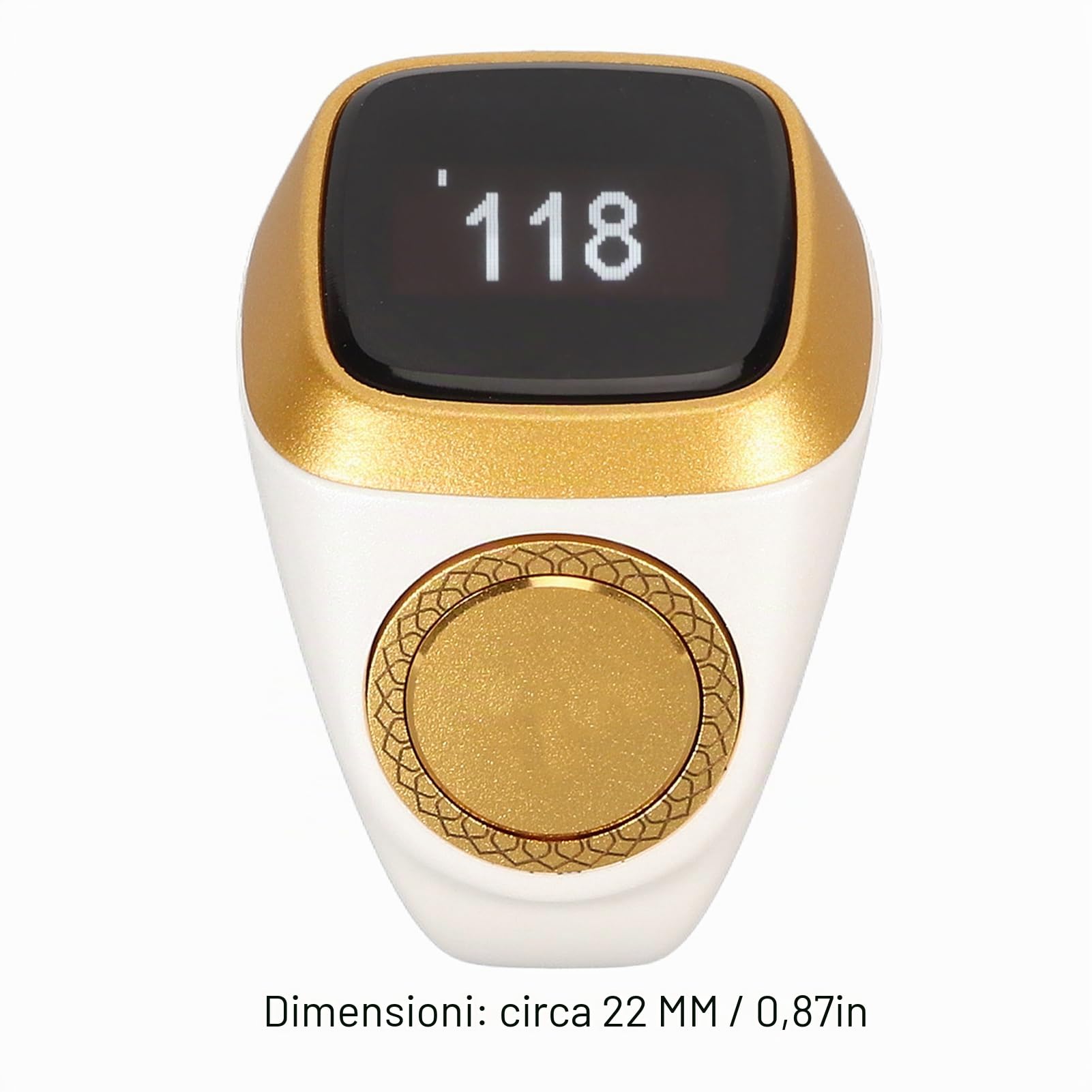 Contatore Dito Ricaricabile, Contatore Di Preghiera Musulmana Digitale, Contatore Tasbeeh Elettronico Digitale LCD Con Promemoria Di Vibrazione, Contatore Dito Islamico (Bianco)