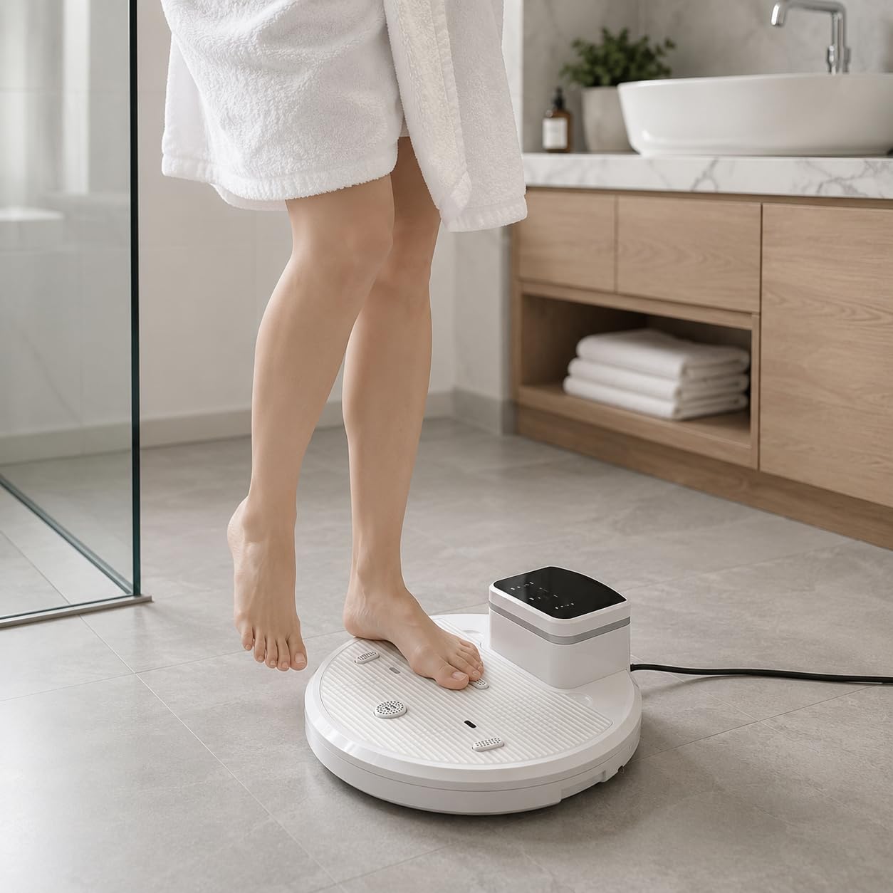 Suszarka całego ciała z wodoodporną nagrzewnicą 2500 W, technologią jonów ujemnych i ekranem dotykowym stóp, do domu, łazienki, całorocznej pielęgnacji ciała
