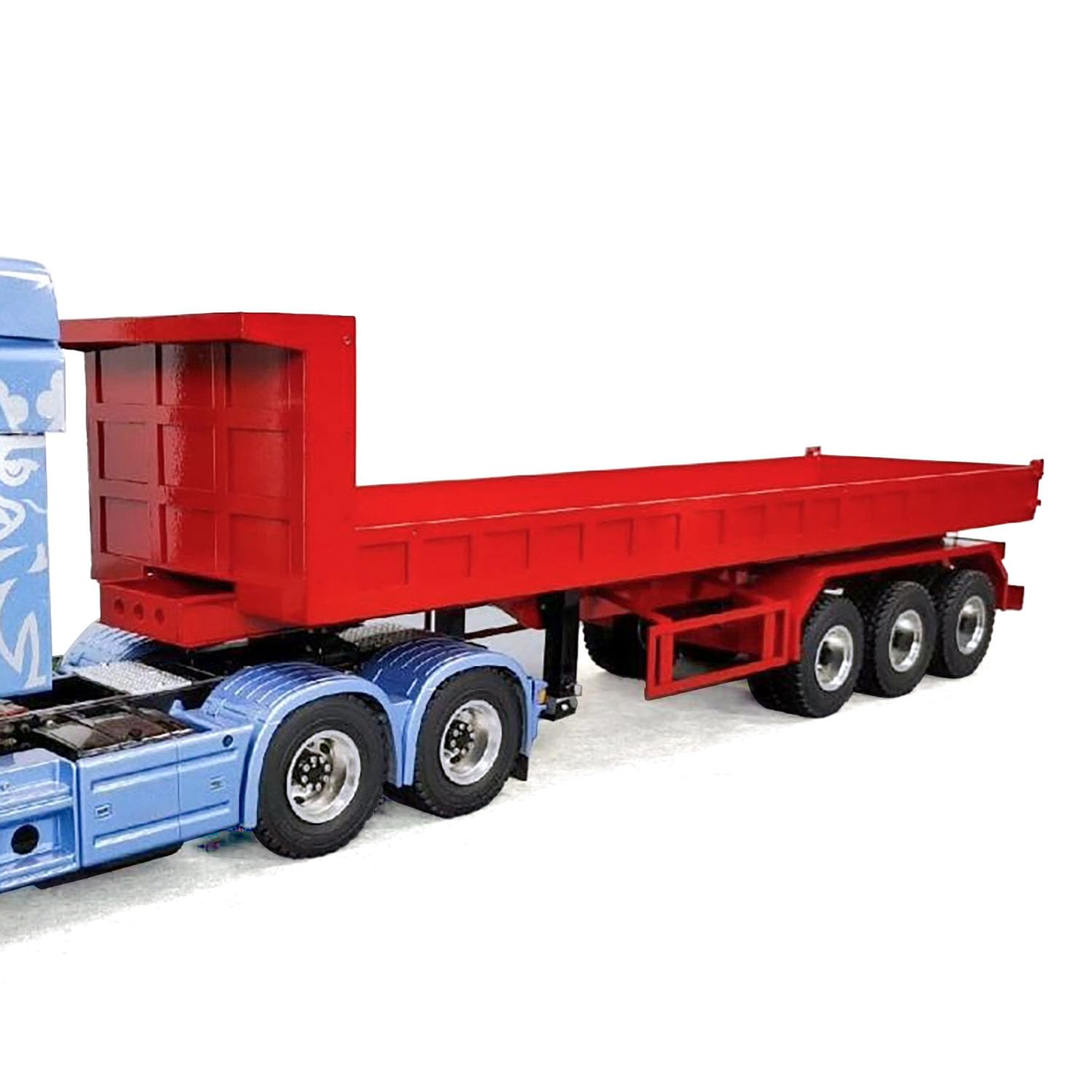 wheelfun 1/14 Metal 3Axles Remote Control Low Sided Hydraulic Dump Trailer Electric Legs Assembled for DIY LESU RC Tractor Truck Hooby Grade Model