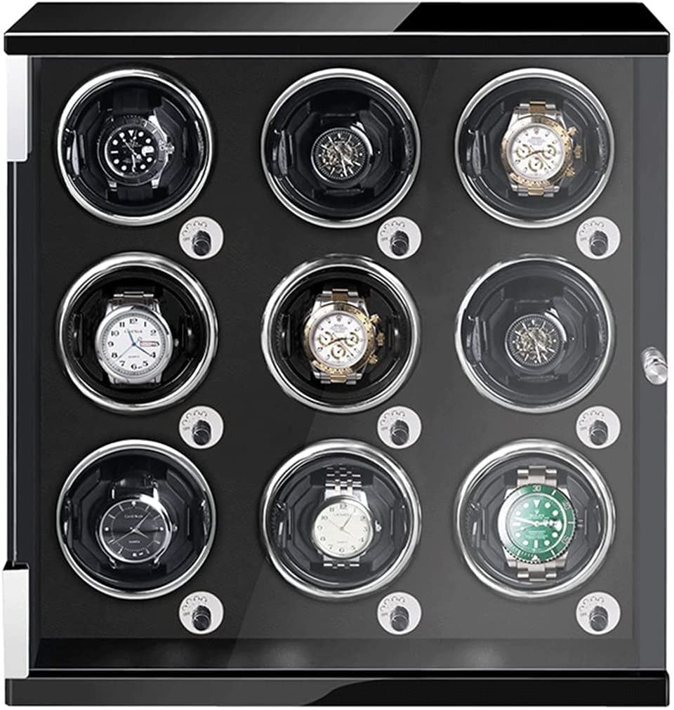 YNIYUJKL 6 Watch Winder With Led Backlight, Microfiber Leather Acrylic Sheet Automatic Watch Winder With Quiet Japanese Motor Accessories,9