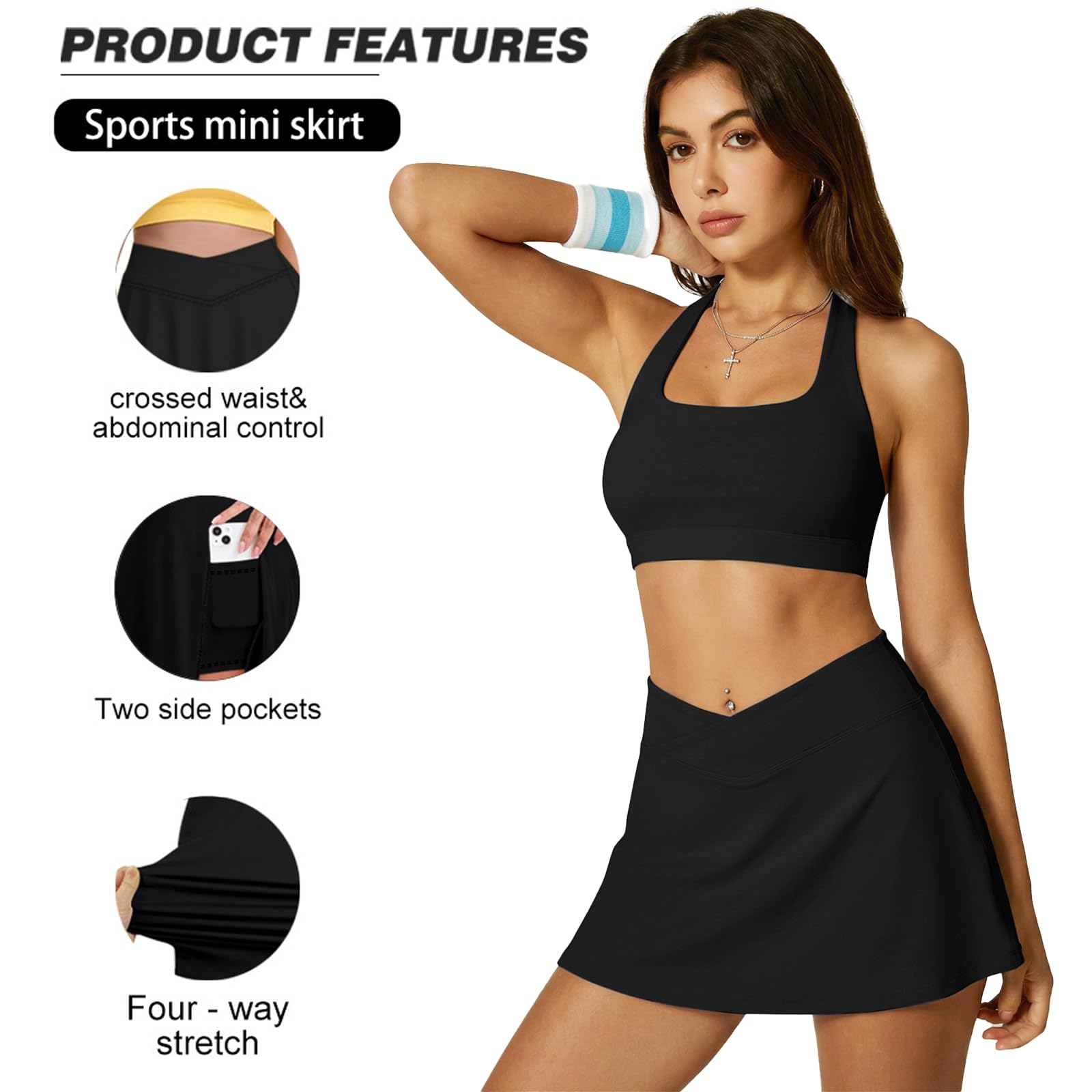 Falda Plisada Deportiva para Mujer, Skorts de Golf con Bolsillo, Minifalda para Correr y Gimnasio
