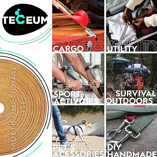 Image of TECEUM 3 /4 inch & 5 /8 inch & 1 inch & 1.5 inch & 2 inch Webbing - 10 25 50 Yards - 40+ Colors - Heavy Duty 1 Inch 1.5 Inch 2 Inch Backpack Straps - Webbing for Outdoors Indoors Crafting DIY