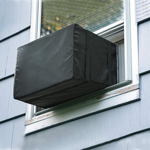 Window Air Conditioner Cover Outdoor, Luxiv Outside Window AC Unit Cover Black Dust-proof Waterproof Outdoor AC Protection Insulation Defender (21Wx16Dx15H)