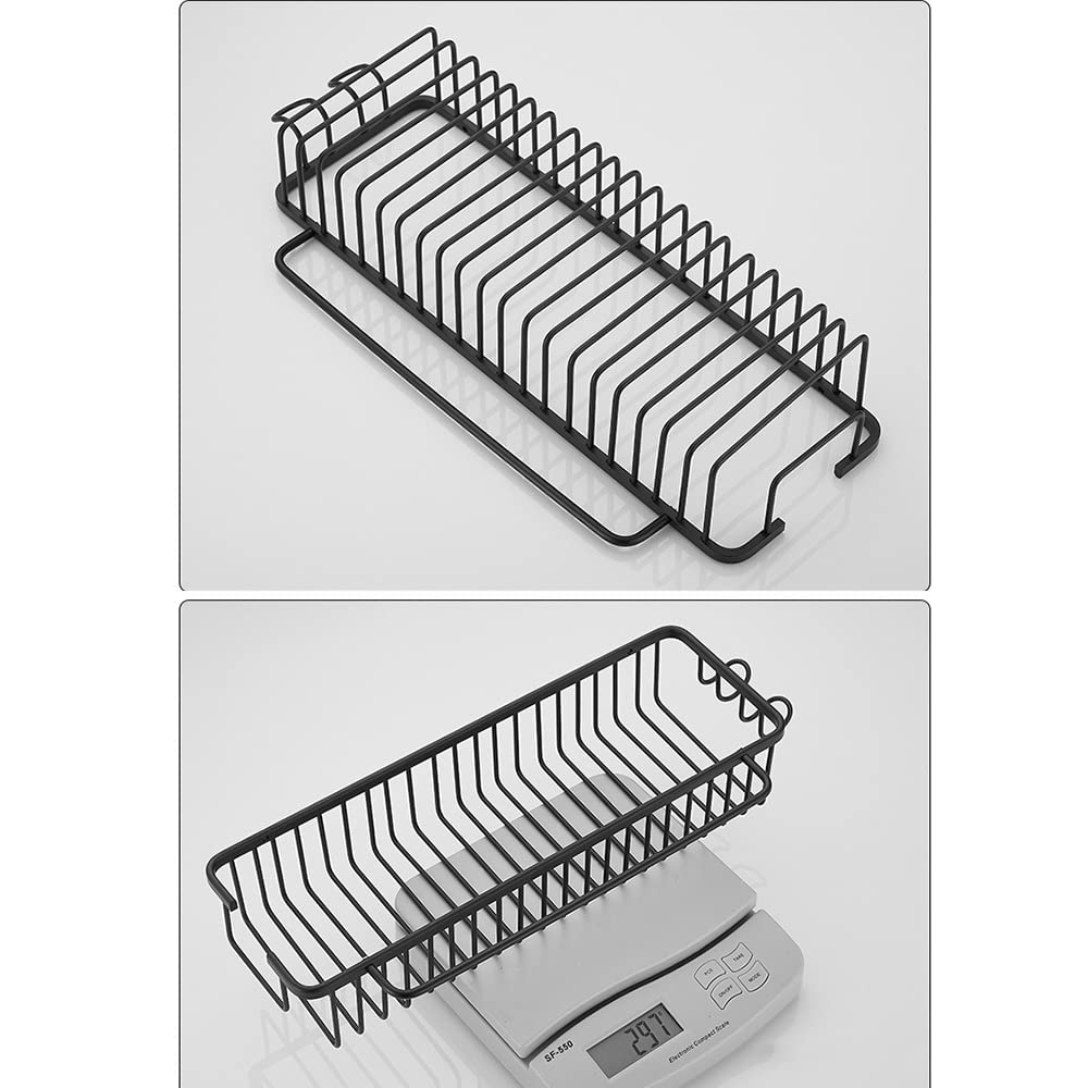 Estantes de baño exquisitos Estante de soporte de baño de aluminio con espacio para carrito de ducha, Organizador de cocina negro, Cesta de champú Estante de almacenamiento de ducha Estante de almacen