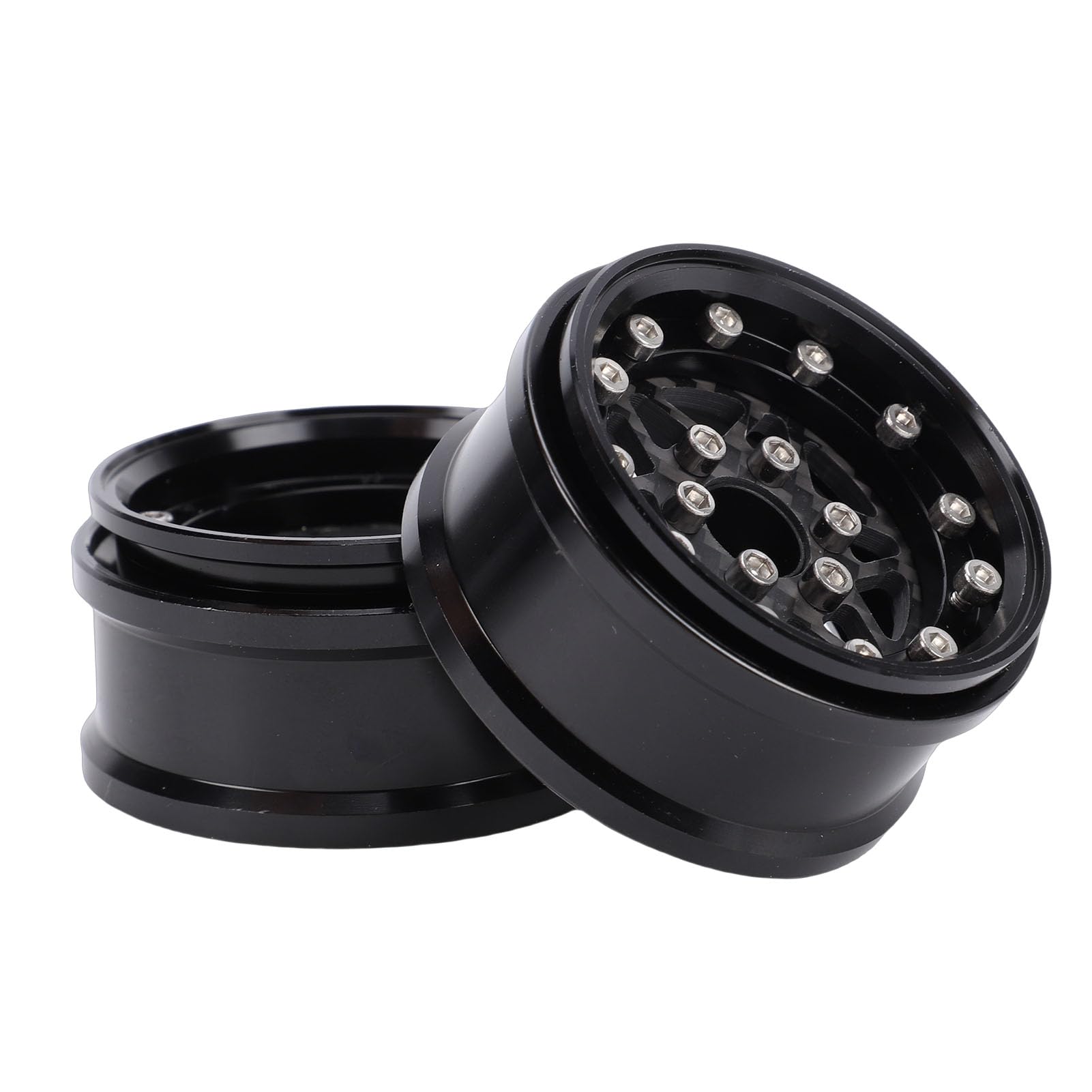 Generic 4 szt. 1,9-calowa Felga RC, Zdalnie Sterowana Piasta Koła Gąsienicowego ze Stopu Aluminium z 71 X śrubami, dla SCX10 1/10 RC Crawler Upgrade Part (BLACK)