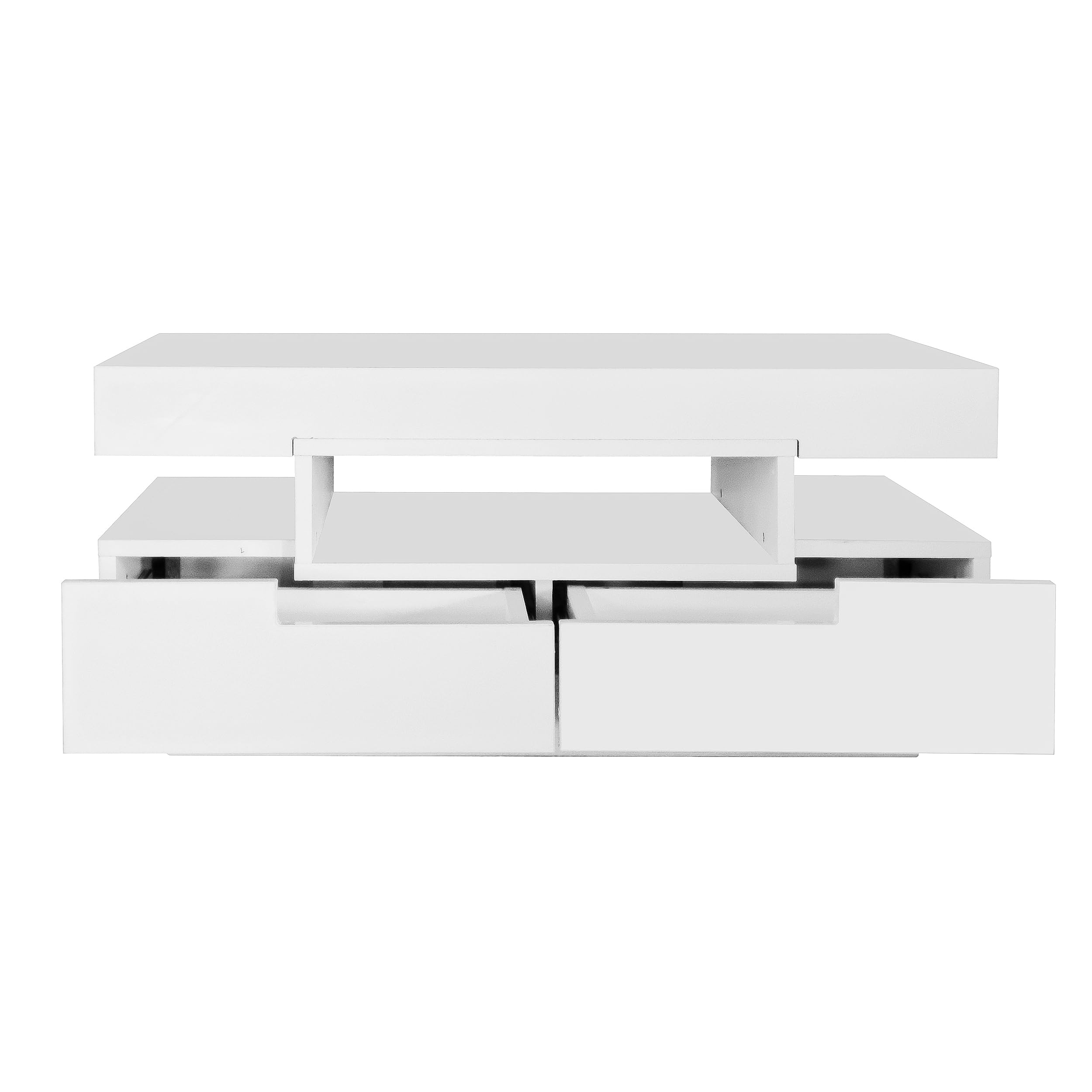 Table basse finition brillante haut de gamme avec éclairage LED discret