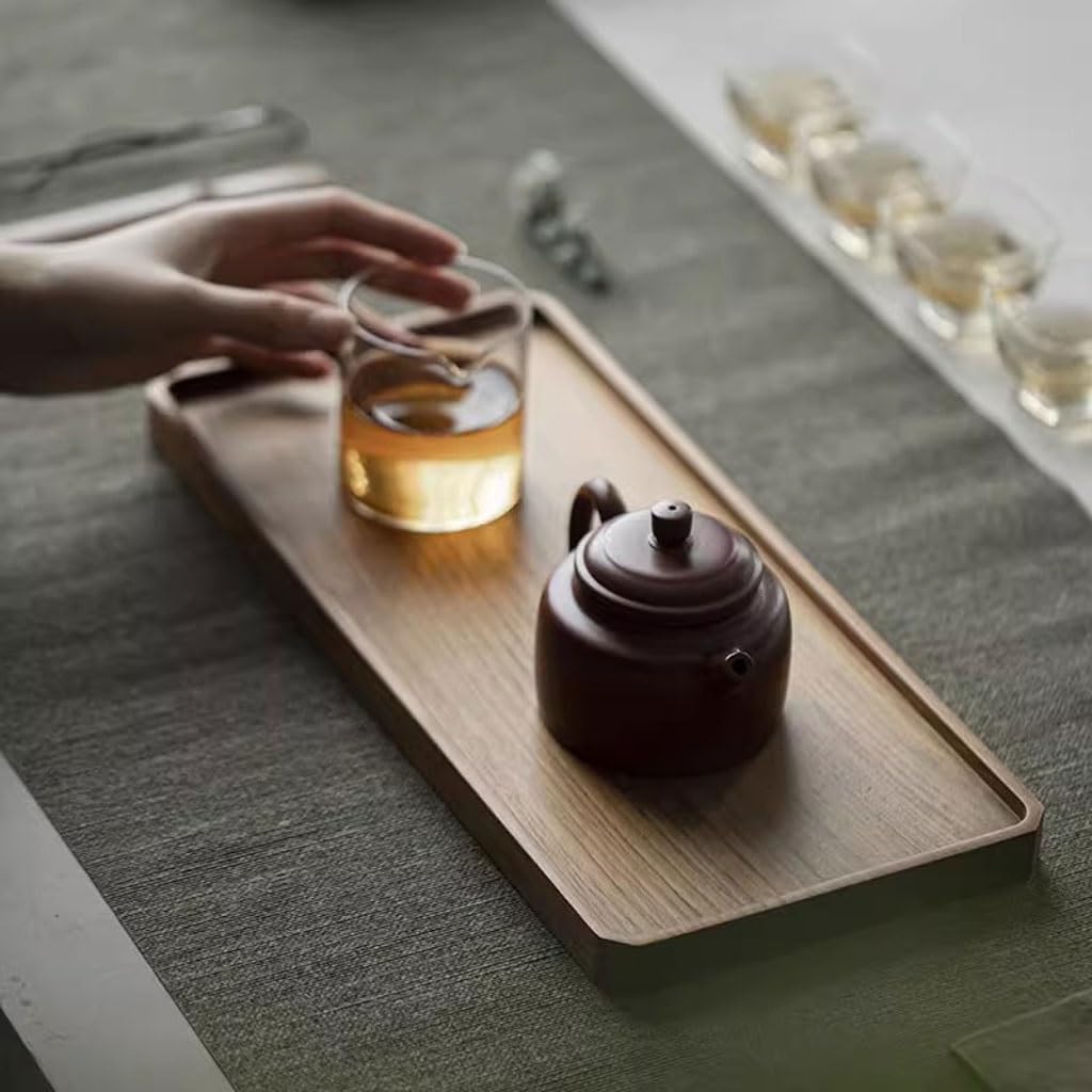 Bandeja de Madera para Servir - Bandeja Rectangular pequeña para Tetera para Uso doméstico - Bandejas de Madera Maciza para Servir Comida, refrigerios y Bebidas Hora del té