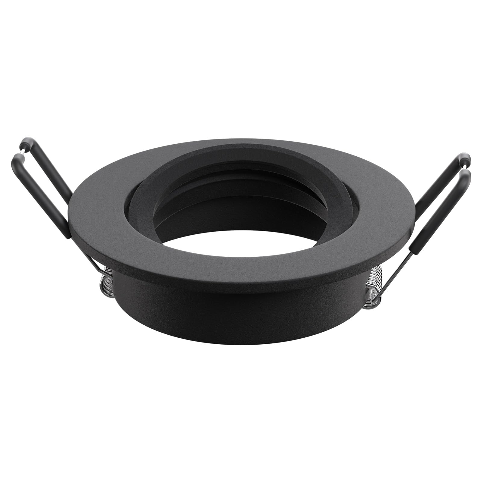 Marco Foco Empotrable GU10 Aluminio Negro Orientable Downlight LED Empotrable Ojo de Buey de techo con Portalámparas GU10 68mm Para Lámparas De Led O Halógena, Redondo 60-75mm 230V 12 Pack
