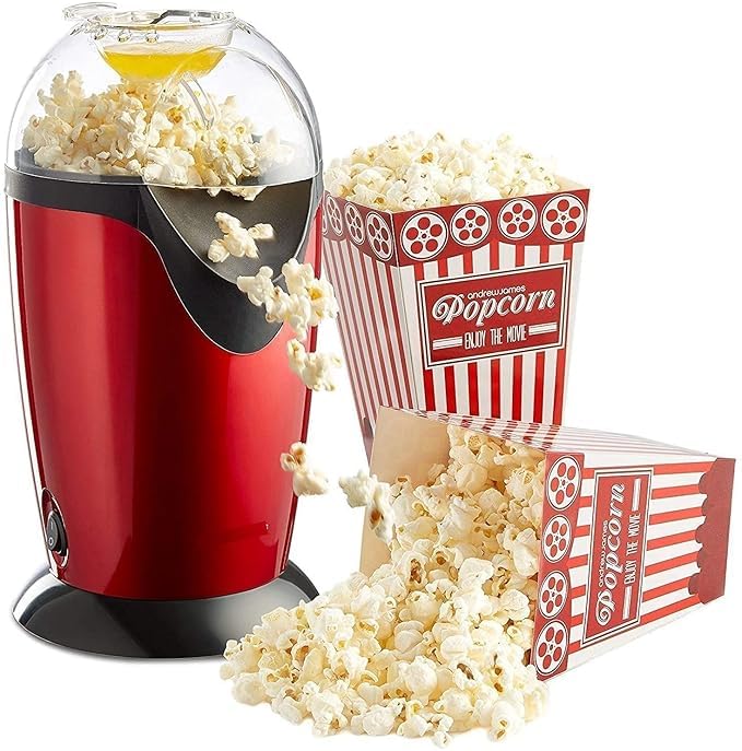Drumstone 𝗦𝗽𝗲𝗰𝗶𝗮𝗹 𝟓 𝗬𝗲𝗮𝗿 𝗪𝗮𝗿𝗿𝗮𝗻𝘁𝘆 Hot Air Popcorn Maker Machine for Home – Oil Free Electric Popcorn Popper with One-Touch Operation, Fast Popping System & Measuring Cup (Red)-image-28