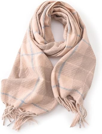 Scarf for Women Winter Fall Cashmere Feel Plaid Scarves Fashion Shawls Checked Long Knit Neck Wraps Soft Warm