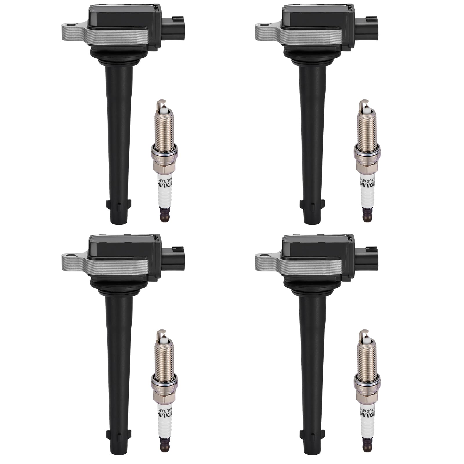 BDFHYK 4 Ignition Coil Pack UF591 and 4 Iridium Spark Plug 5118 Compatible with Nissan 2007-2009 Sentra 2.0L l4 Coil for 5C1075 C651 CUF246 C246