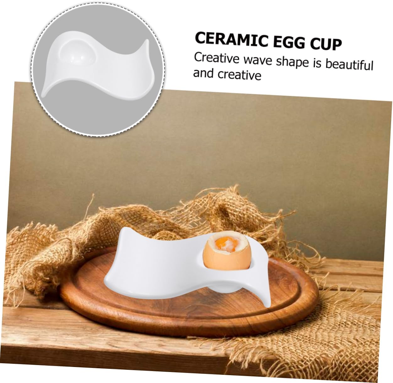 COLLBATH 2pcs Wave Egg Tray Ceramic Egg Holder Stand for Home Restaurant Easter Decor