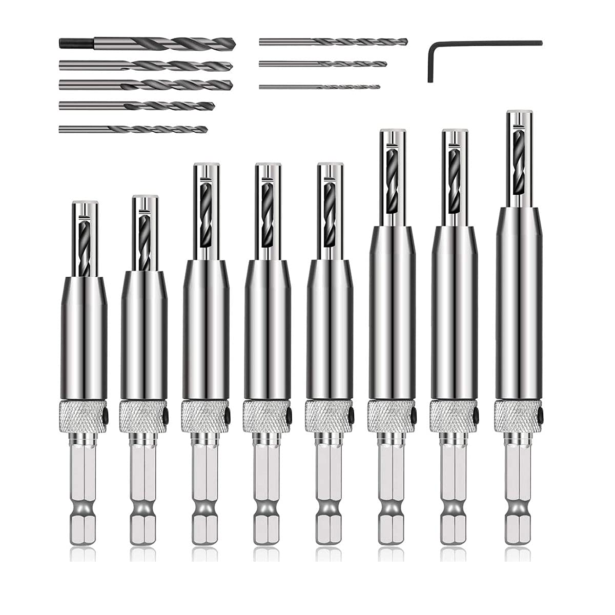 17pcs Center Drill Bit Tool Set, Self Centering Hinge Hardware Drill ...