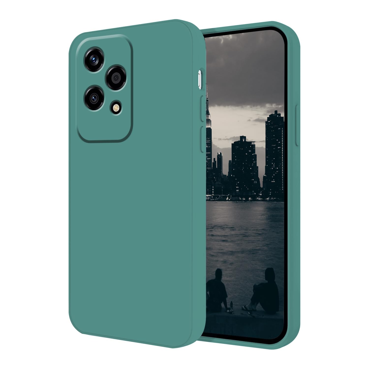 Hlgcokro Compatible with Honor 200 Lite Case Silicone with Soft Microfiber Lining, Phone Case for Honor 200 Lite Slim Dark Green Shockproof Bumper