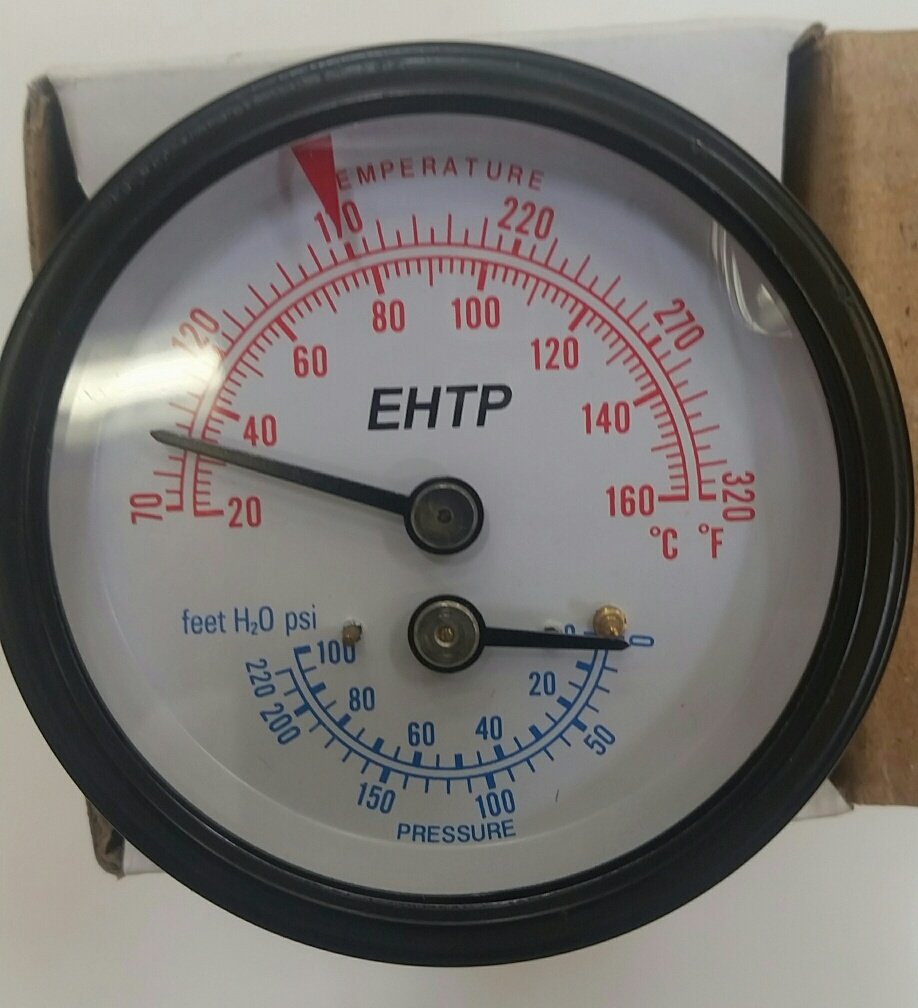 Etna EHTP114 Temperature & Pressure Gauge 100 PSI, 1/4"