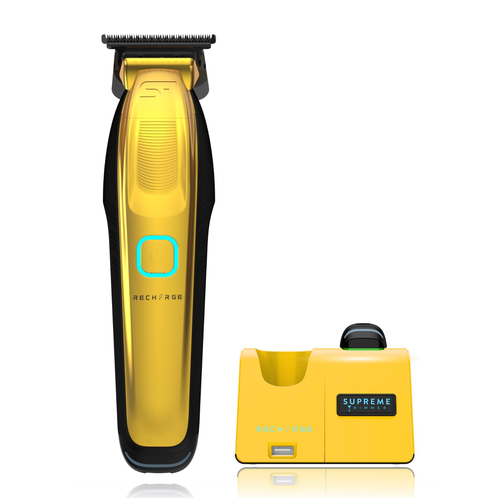Recharge ST777 – Professional Barber Trimmer with 2 Removable Batteries | 8000 RPM Motor, Zero Gap DLC Blades, Smart Charging Dock, USB-C Fast Charge